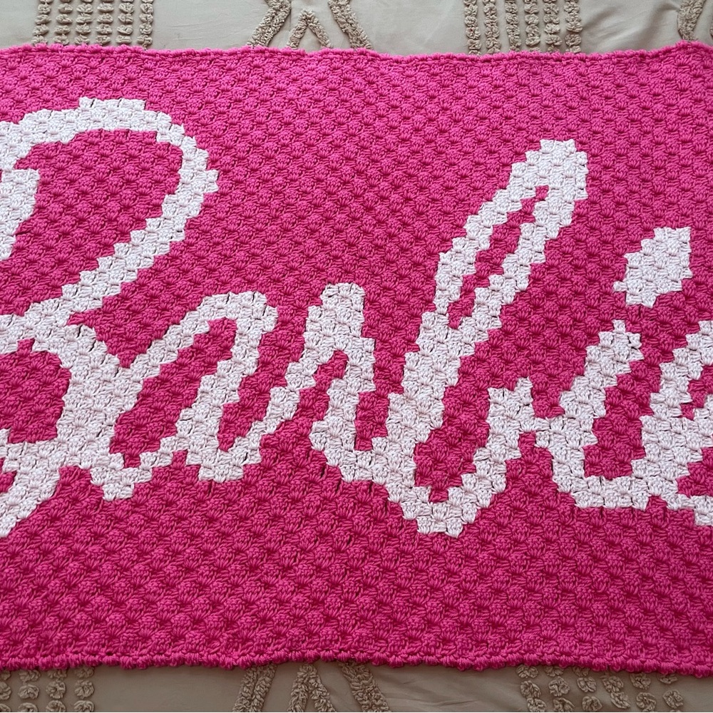 BARBIE inspired Pink Crochet Blanket, girl gift, baby gift, handmade
